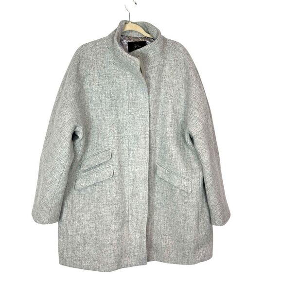 J. Crew Cocoon Coat Womens Sz 20 Gray Italian Stadium Cloth Wool Blend Full Zip - Picture 2 of 16